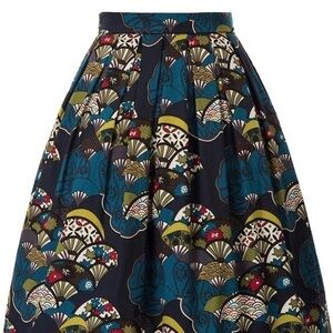 Grace Karin 1950 Vintage Inspired Pleated Floral Swing Skirt Circle S NWT midi